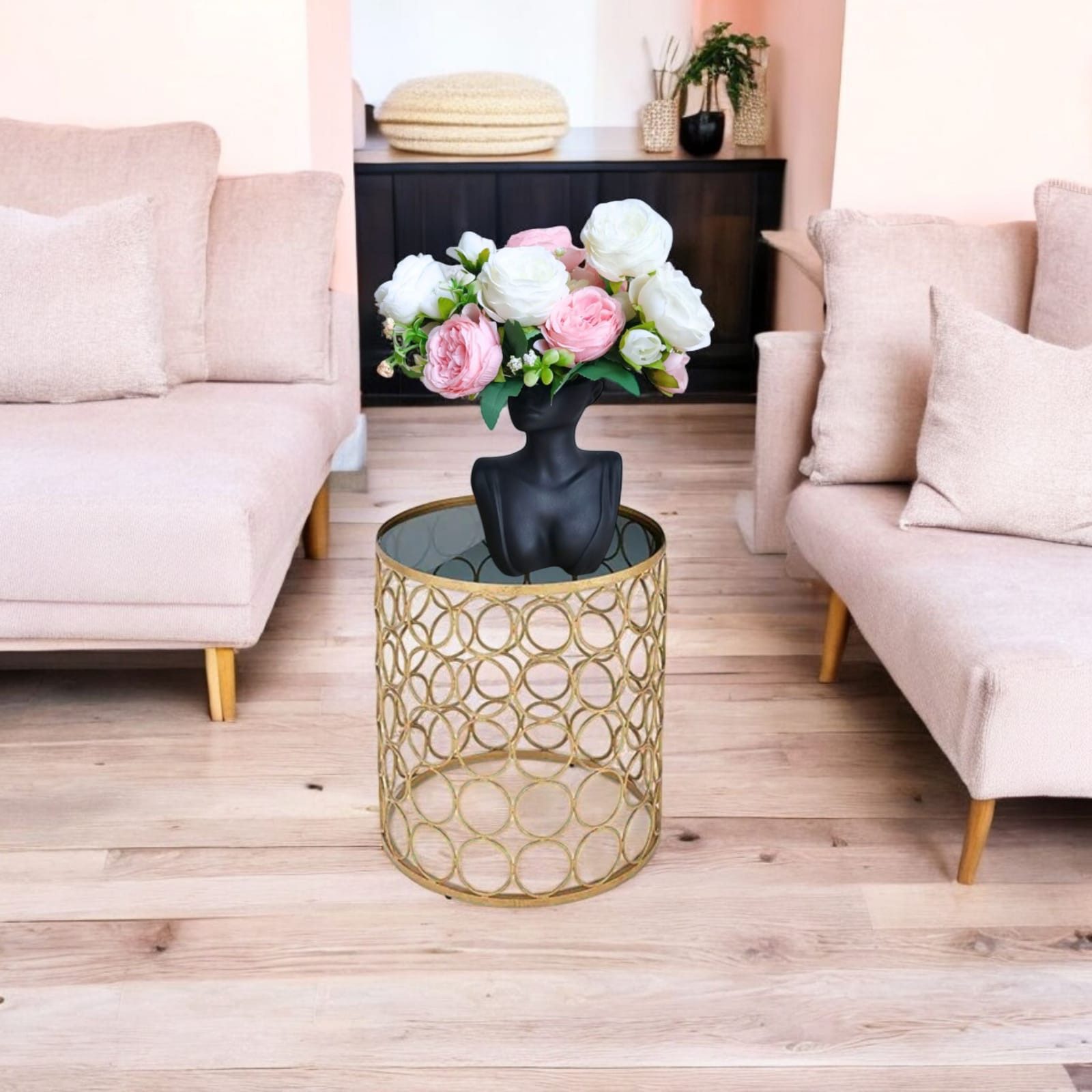 KEINerlei® Beistelltisch Beistelltisch Rund Metall Gold Glas Couchtisch Nac günstig online kaufen