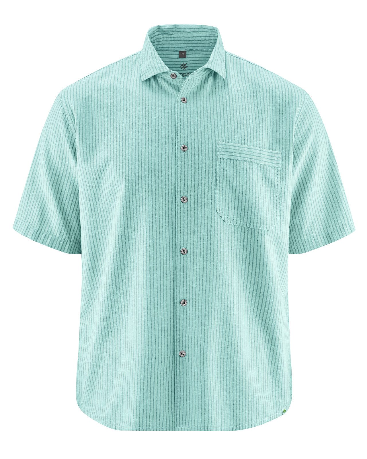 Langarmhemd Gestreiftes Halbarmhemd aus Hanf/Biobaumwolle - Casual Fit
