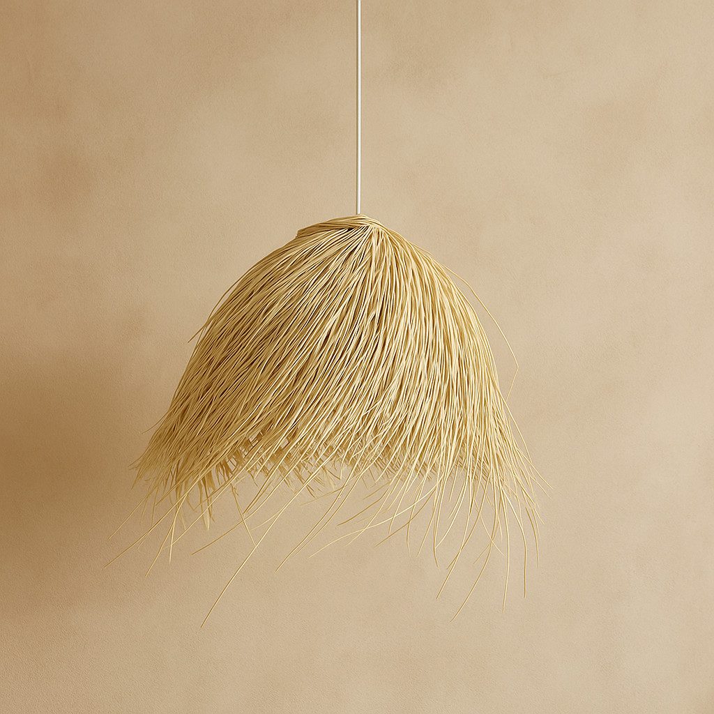 Marrakesch Orient & Mediterran Interior Pendelleuchte Boho Pendelleuchte Oaxaca handgefertigt aus Palmenblatt in Natur 35 cm, Handarbeit