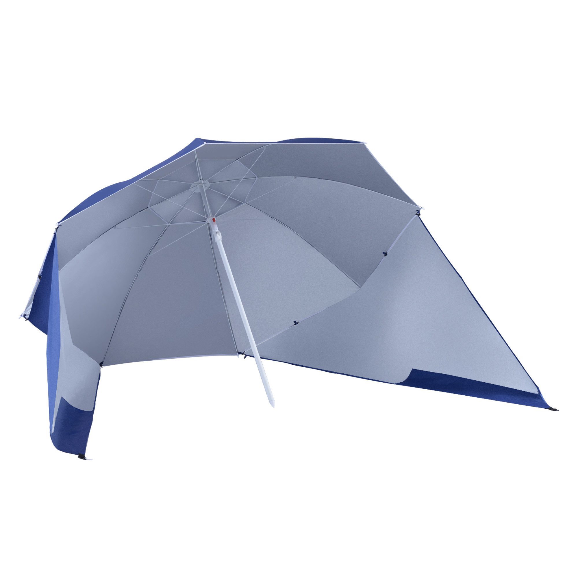 Sonnenschirm Strandmuschel, Metall, Polyester mit Silberbeschichtung