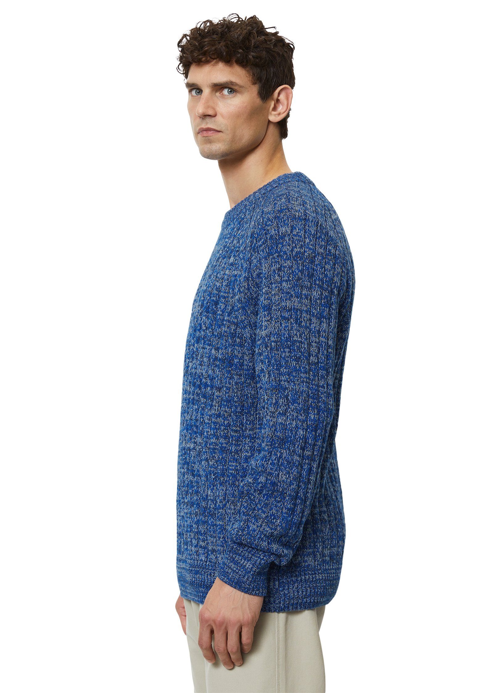 Marc O'Polo Bio-Baumwolle reiner Rundhalspullover blau aus