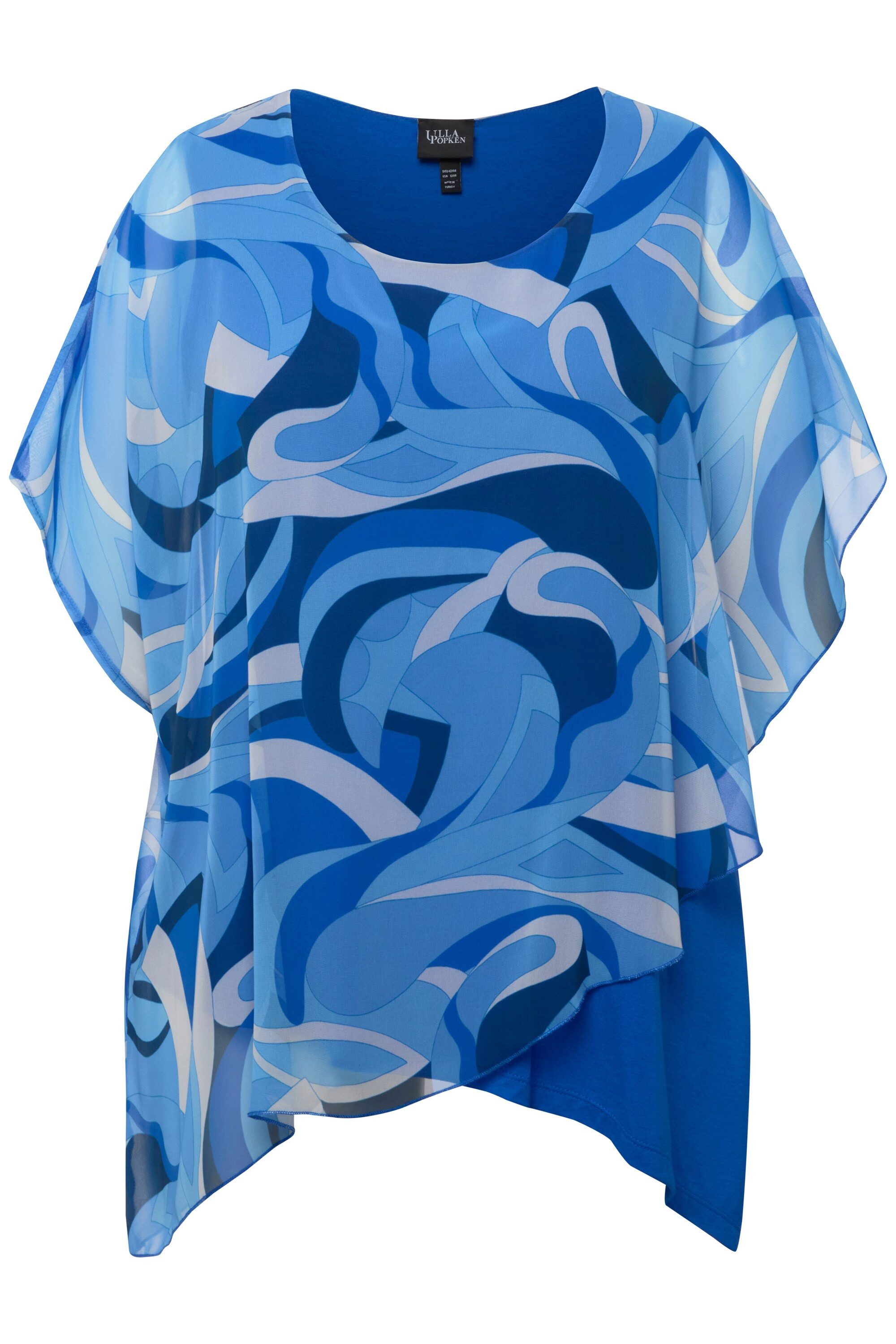 Ulla Popken Longtop Tunika Chiffon-Überwurf Rundhals günstig online kaufen