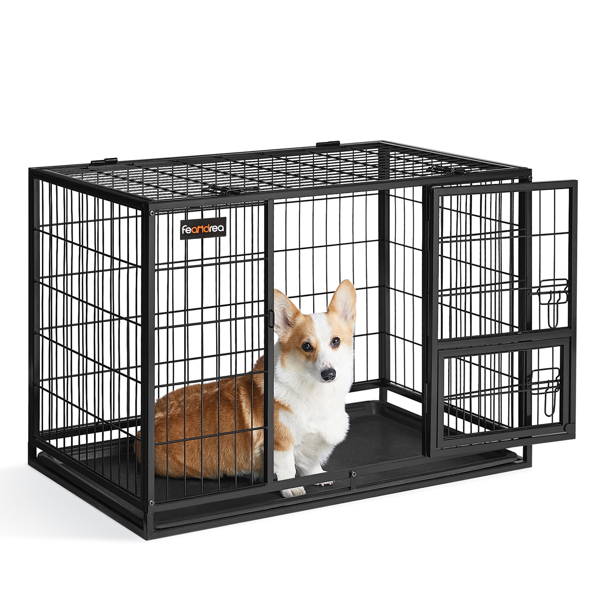 FEANDREA Hunde-Transportbox, hochbelastbar,transportable,für mittelgroße,große Hunde,abnehmbar Tür