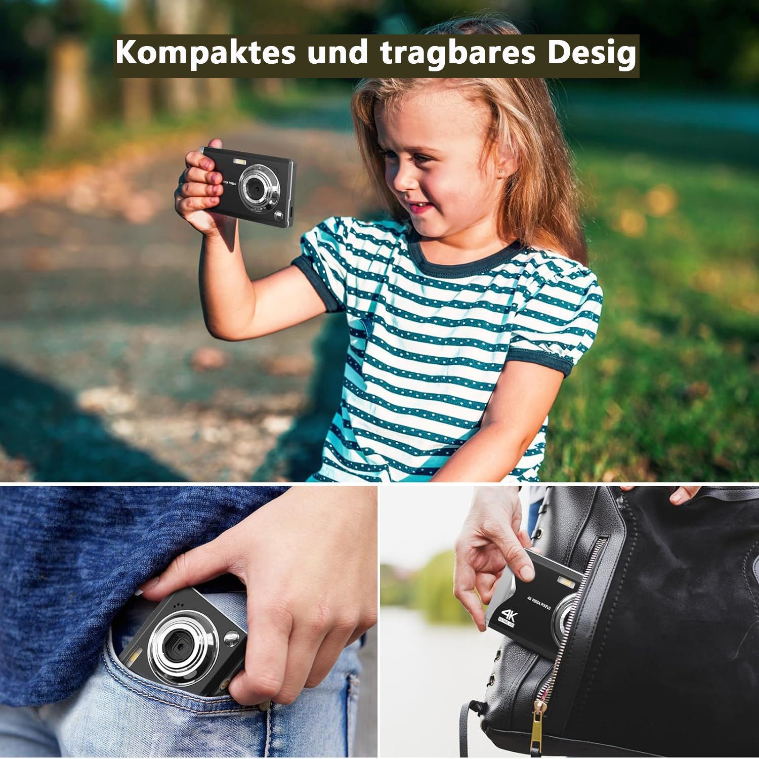 Fine Life Pro 48MP 1080P Digitalkamera mit 3,0 Zoll Bildschirm Kinderkamera (48 MP, 16X Digitalzoom kompakte Fotokamera Kinderkamera) – Bild 5 von 5