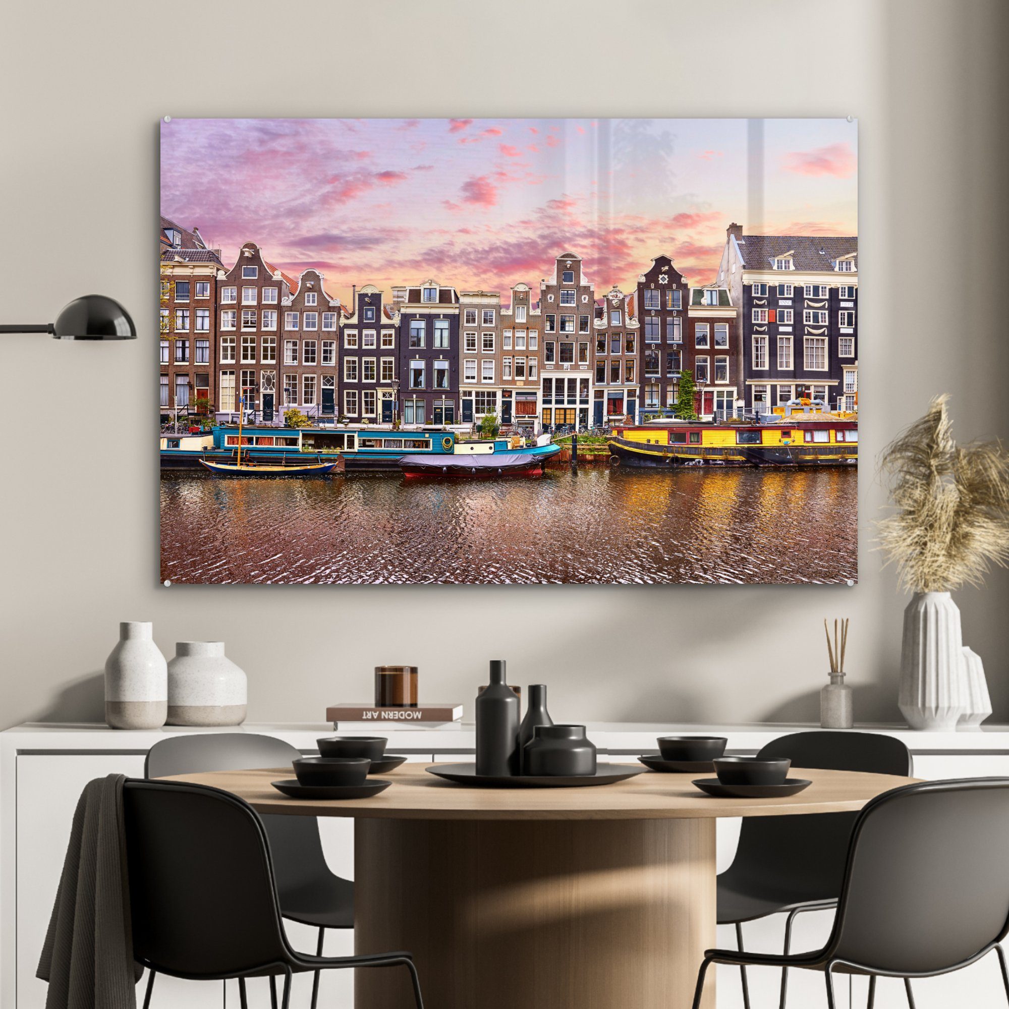 - Wohnzimmer & - Grachten, Acrylglasbilder Acrylglasbild (1 Schlafzimmer St), Amsterdam MuchoWow Häuser