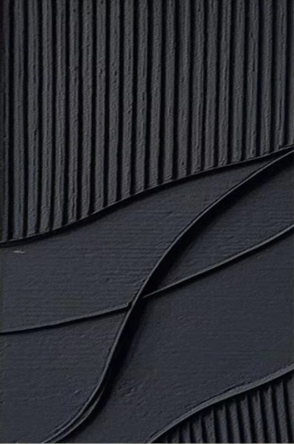 TPFLiving Kunstdruck OHNE RAHMEN, Abstrakte minimalistische Linien und Formen in 3D Struktur - (Leinwandbild XXL), Farben: Farben: schwarz -Größe: 20x30cm