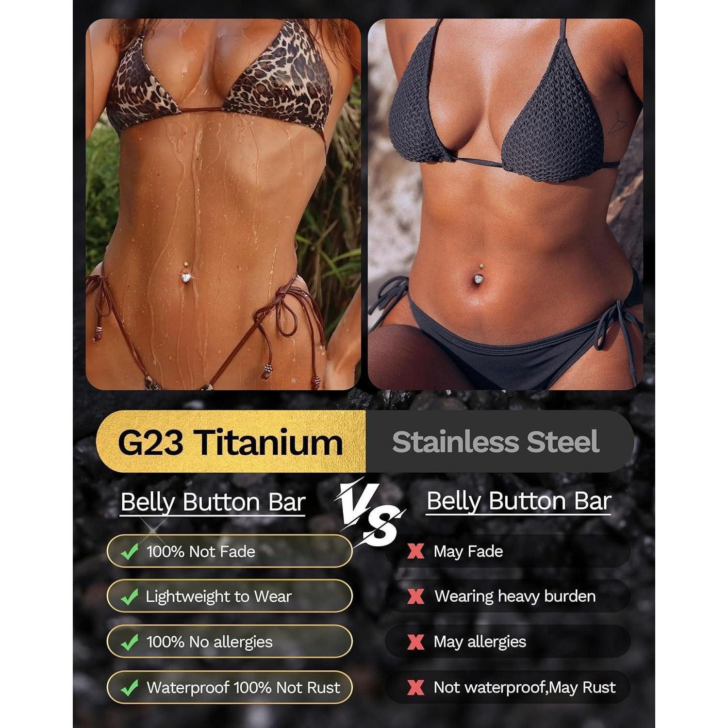 YADOCA Bauchnabelpiercing Bauchnabelpiercing Titan Silber Gold Zirkonia 14G günstig online kaufen