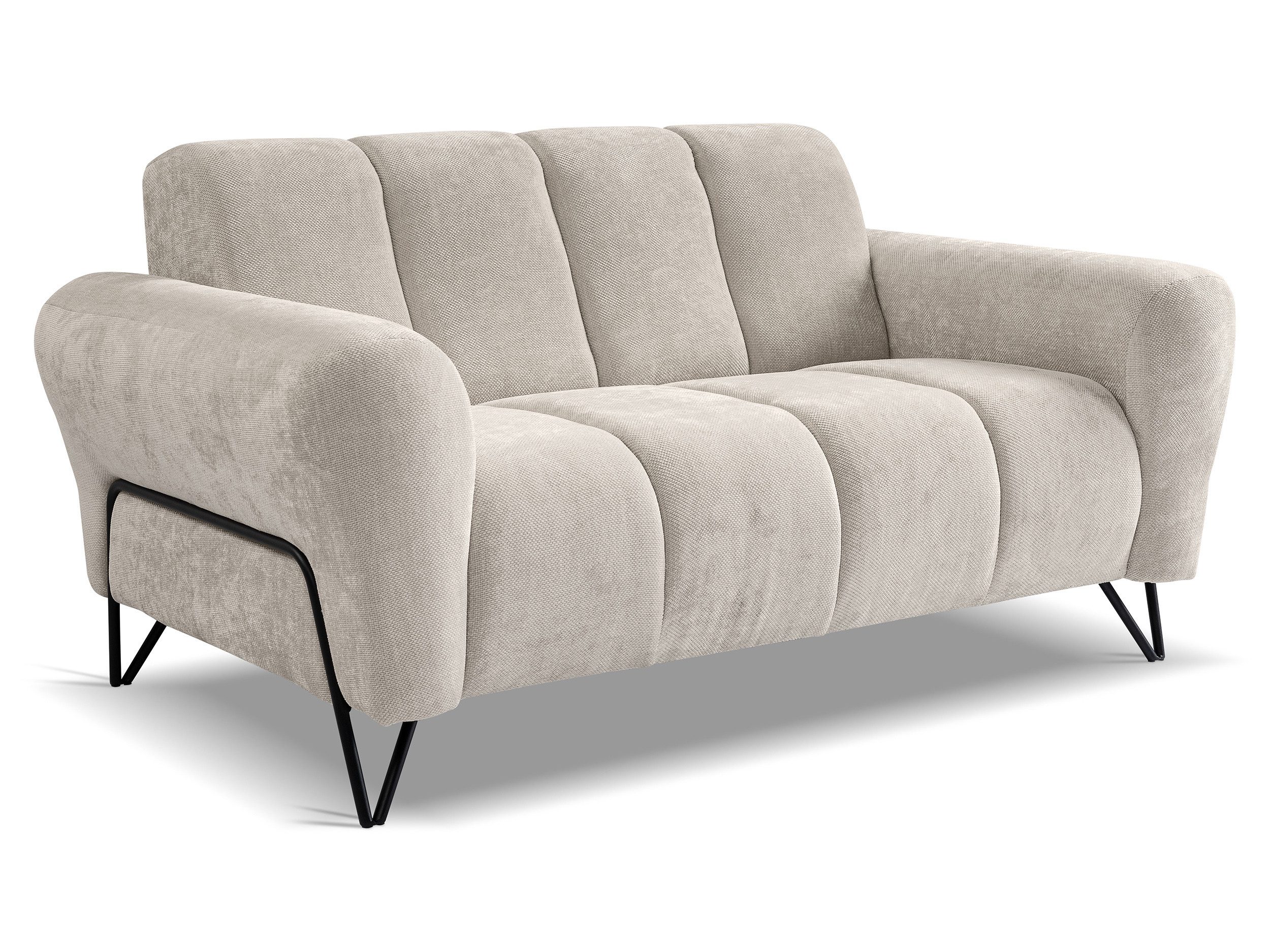 Beautysofa Sofa mit Metallbeine in Schwarz VOLARE, 2-Sitzer, viele Farbvarianten, ohne Schlaffunktion