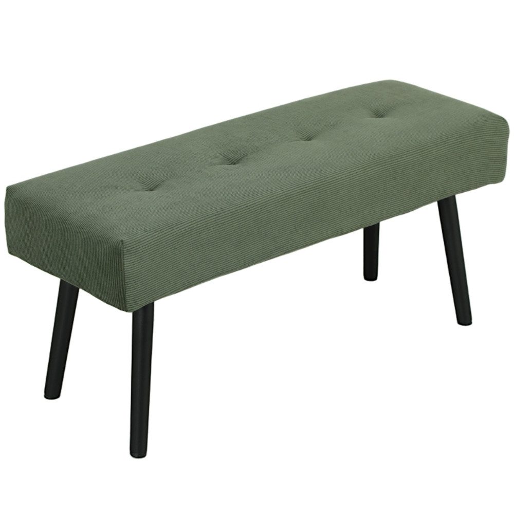REDOM Polsterbank 100x36x45 cm, Cord-Bank mit Knopfheftung, Metallgestell, gepolstert (Packung, 1-St., Vielseitig als Bettbank, Schuhbank & Flursitz nutzbar, Grün), Bequeme & pflegeleichte Sitzgelegenheit für Diele, Ankleide