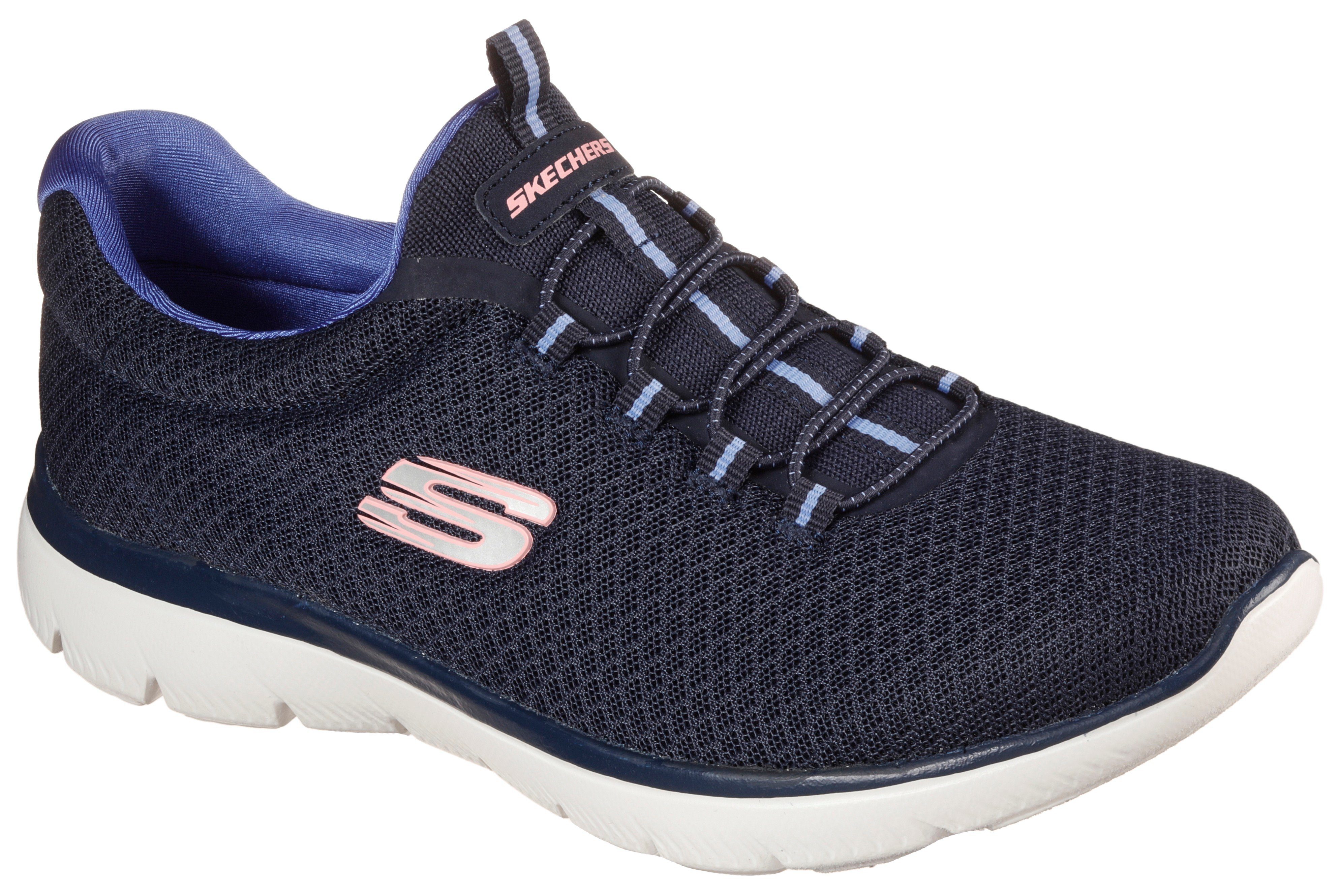dezenten Kontrast-Details Skechers Slip-On Sneaker SUMMITS mit navy-blau