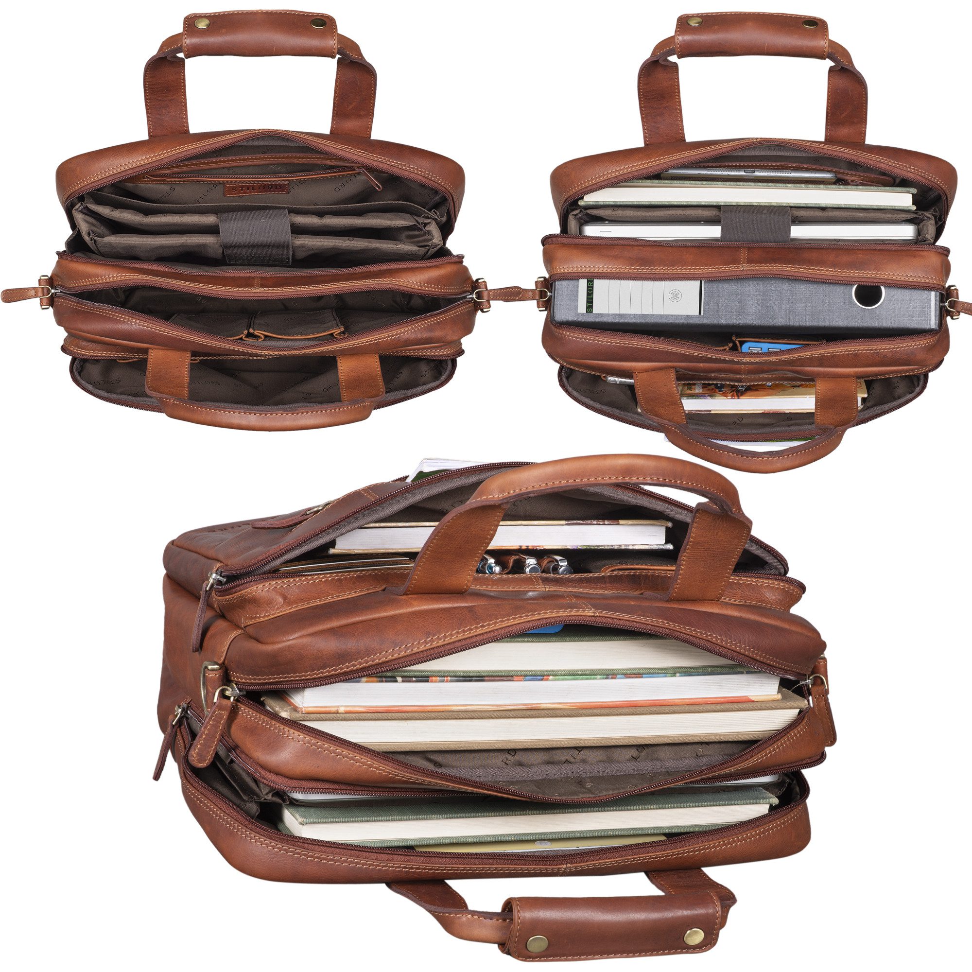 STILORD Aktentasche "Experience" XL Aktentasche Leder Herren Große 15,6 Zoll Laptoptasche