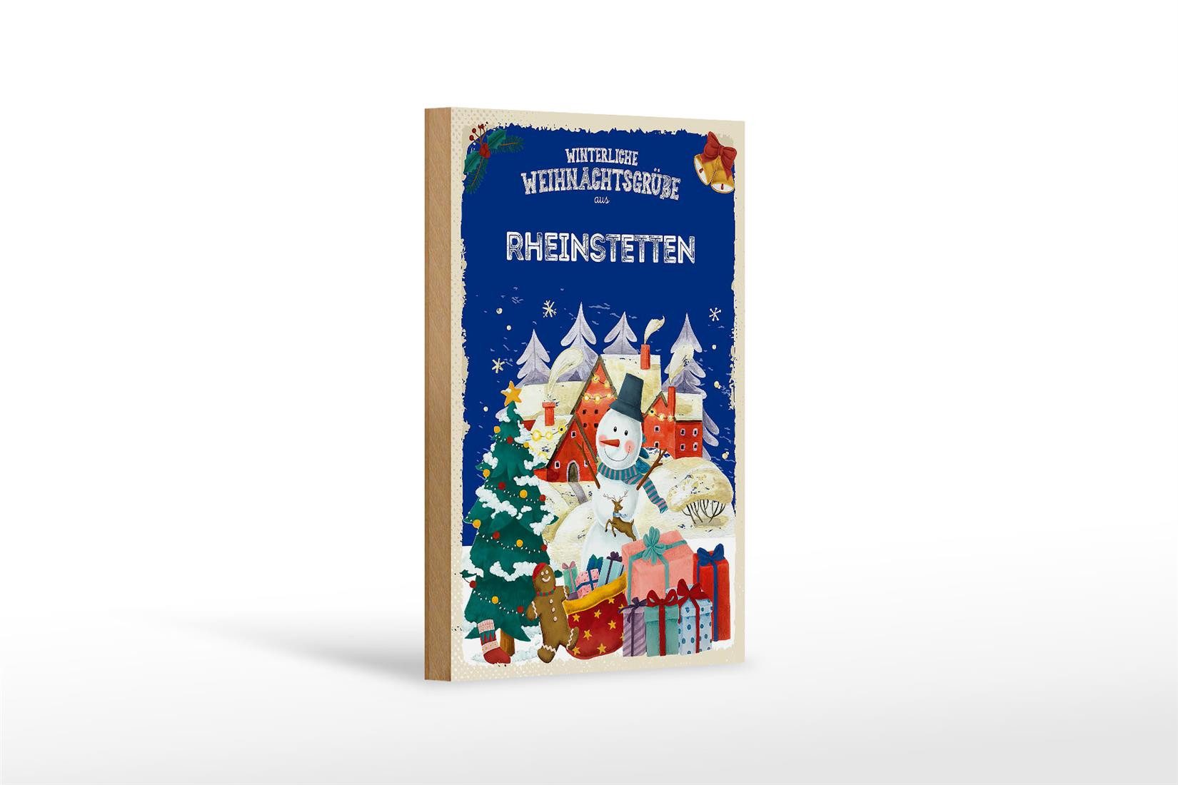 Femer GmbH Holzbild Weihnachtsgrüße RHEINSTETTEN 12x18 cm, Feste und Feiertage (1 St), Glatte Holzfaserplatte (MDF), vorn beschichtet