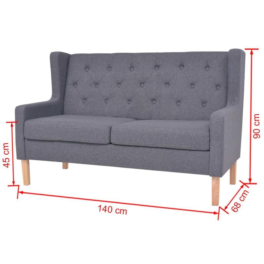 Sofa 2-Sitzer-Sofa vidaXL Stoff Couch Grau