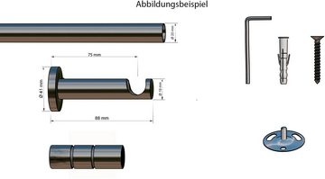Gardinenstange Hamburg, indeko, Ø 20 mm, 1-läufig, Wunschmaßlänge, mit Bohren, verschraubt, Metall, Komplett-Set inkl. Montagematerial