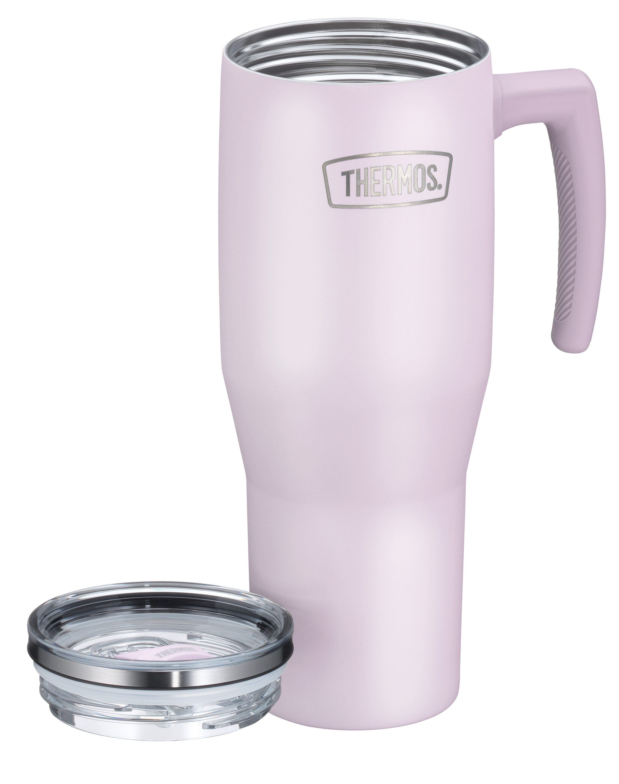 THERMOS Thermobecher REFRESHING SERIES ISOLIERTRINKBECHER mit Strohhalm, 1-tlg., Edelstahl, Kunststoff, Silikon, Titan, 1,10l, 6h heiß & 6h kalt, mit Griff