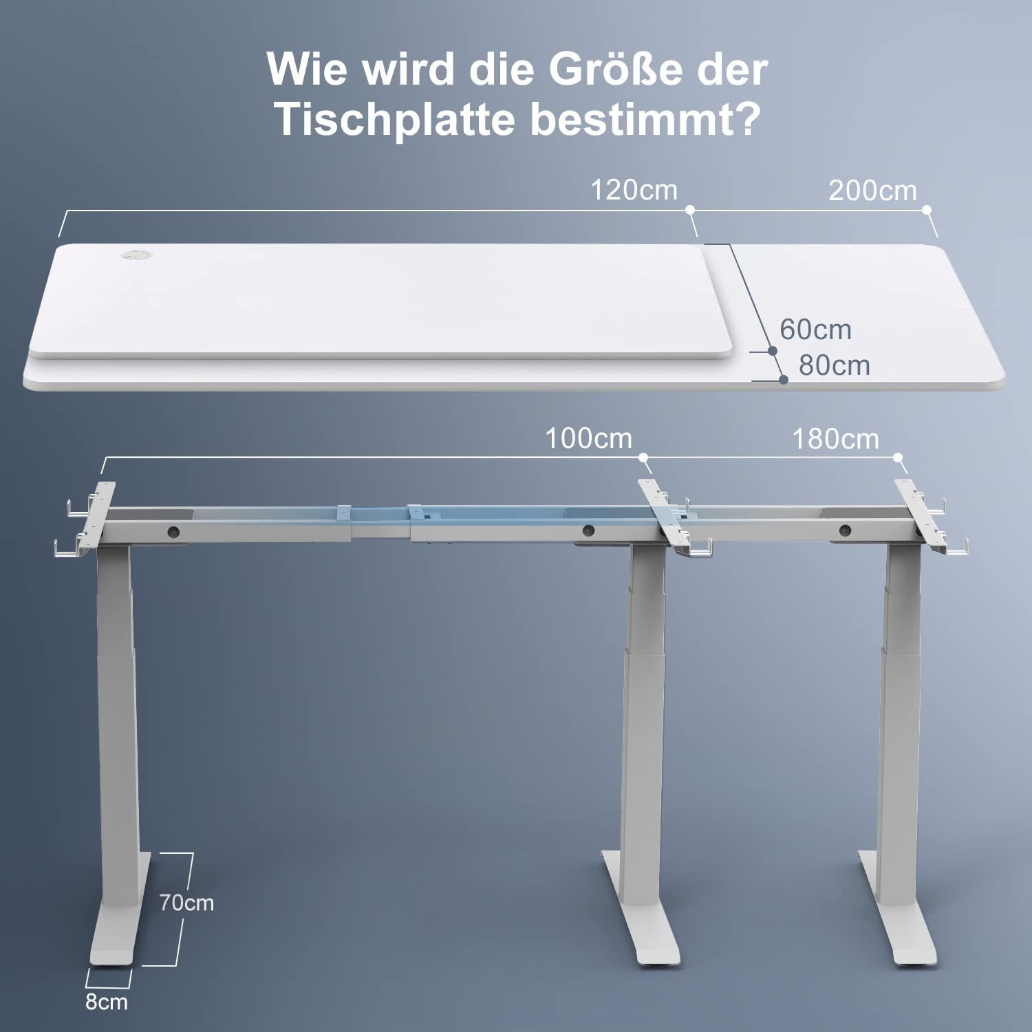 HOMALL Tischgestell Höhenverstellbarer Schreibtisch Elektrisch 2 Motoren grau Tisch