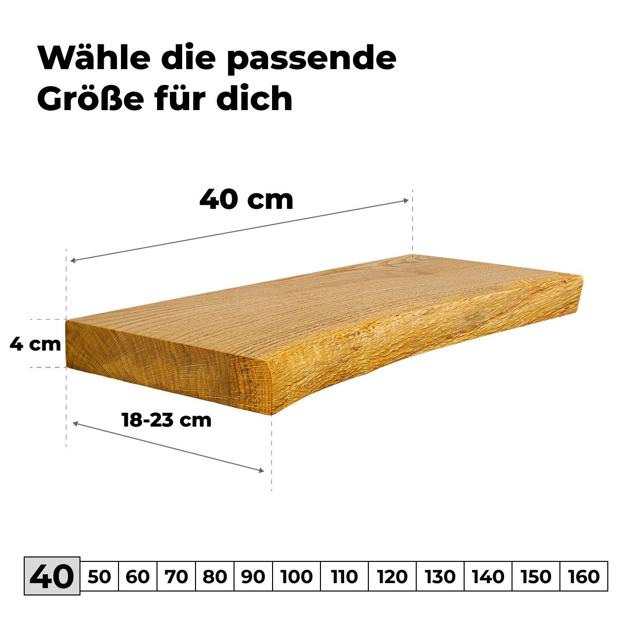 tømmermann Wandregal Schweberegal Holzregal mit Baumkante - Hängeregal aus günstig online kaufen