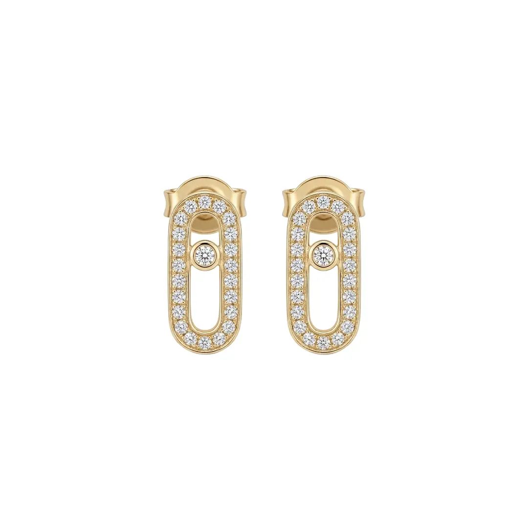 Suzan Gold Paar Ohrstecker Oval Link Stud Earrings 925 Sterling Silber – Elegante Ohrstecker mit