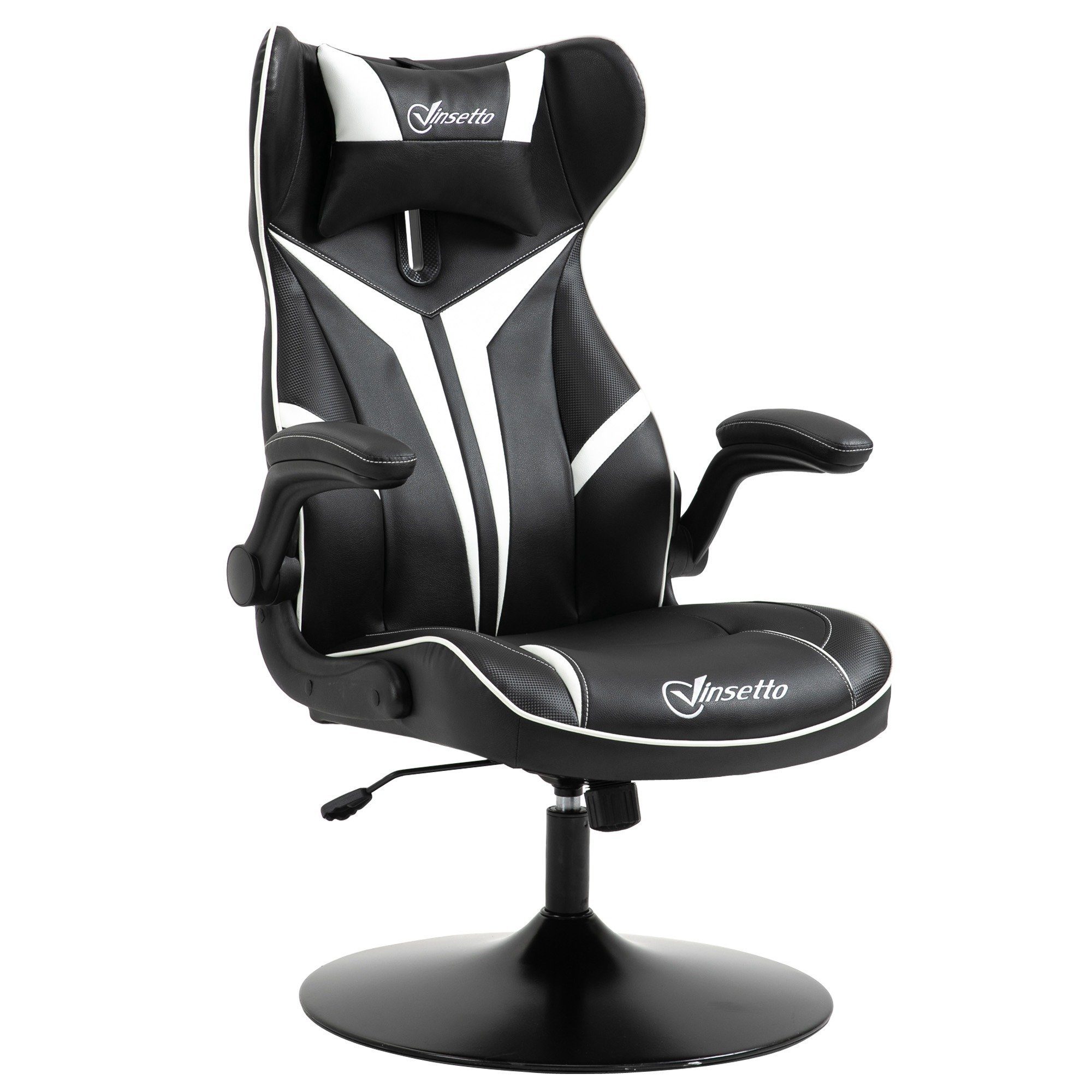Vinsetto Schreibtischstuhl Gaming Stuhl ergonomisch schwarz/weiß | schwarz/weiß