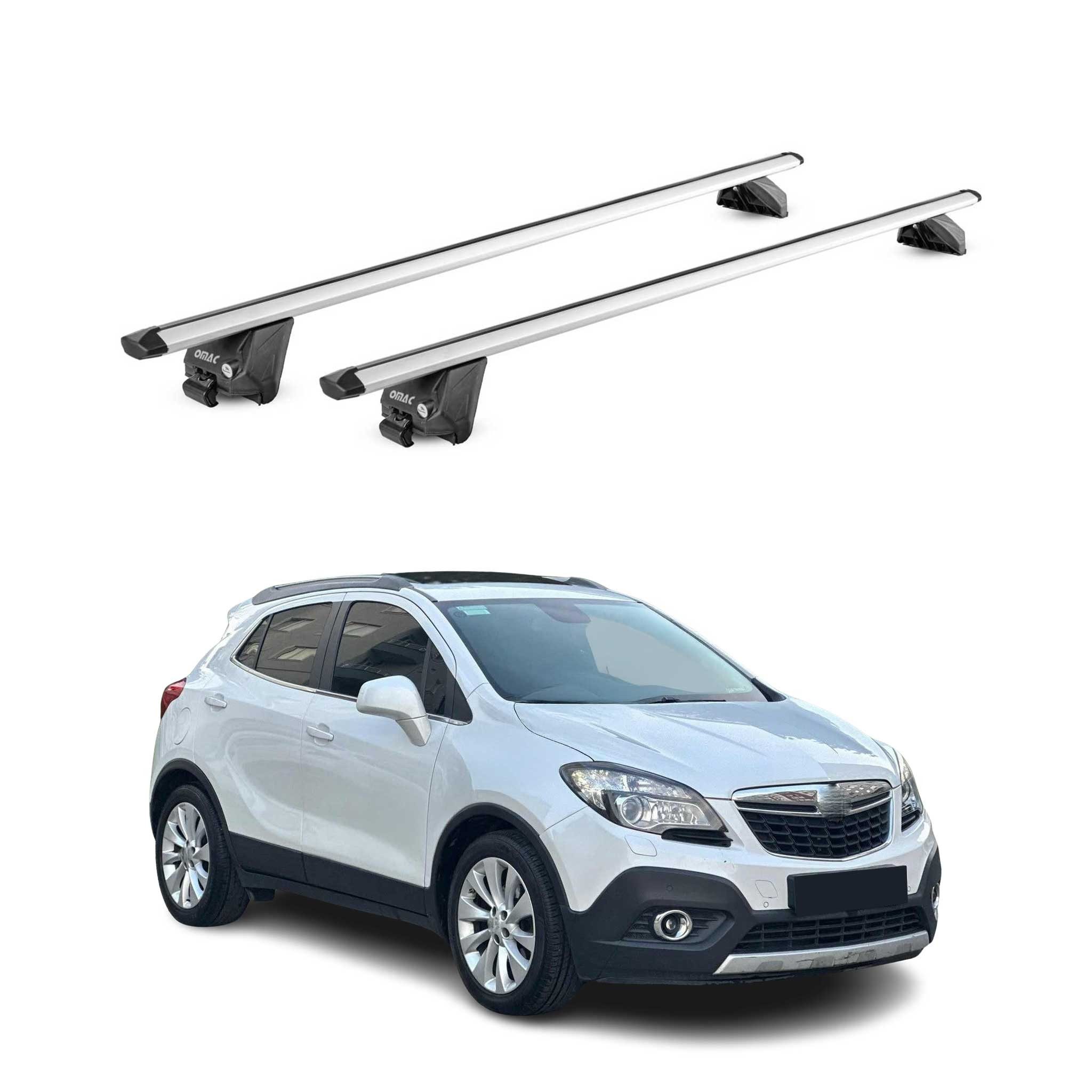 OMAC Dachträger Dachträger Grundtäger für Opel Mokka \ Mokka X 2012-2019 100kg Alu (2-St), Wasserbeständig,Abnehmbar,Multifunktional,Leichtgewichtig