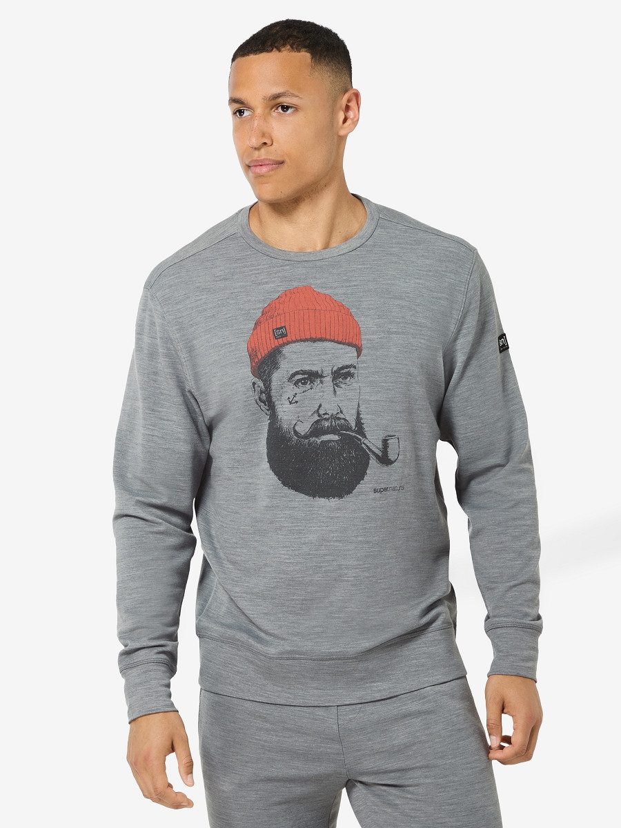 SUPER.NATURAL Sweatshirt für Herren, Merino SN SAILOR Motivations Motiv