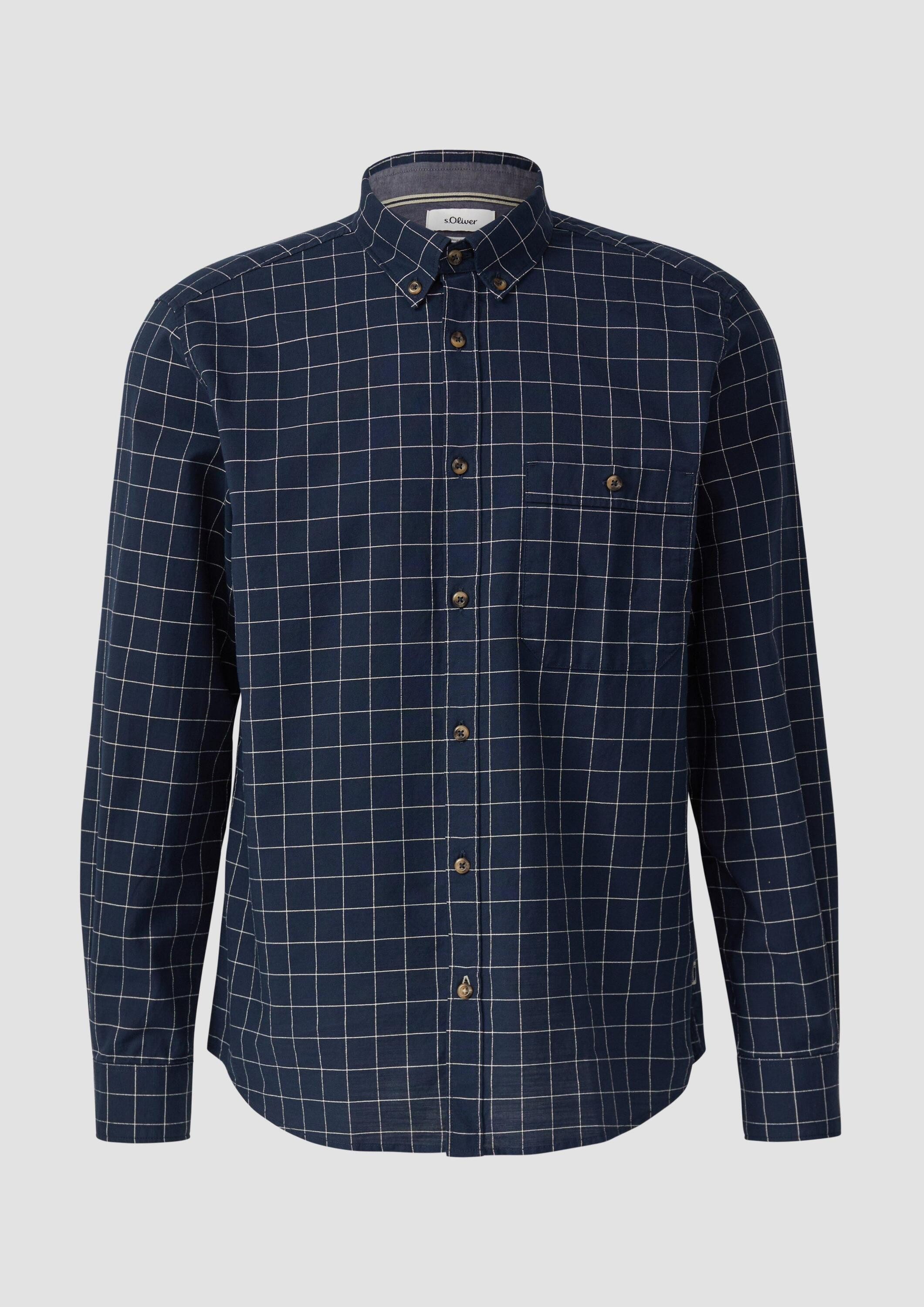 s.Oliver Langarmhemd Hemd Regular Fit: Karo-Hemd aus Baumwolle mit Button-Down-Kragen