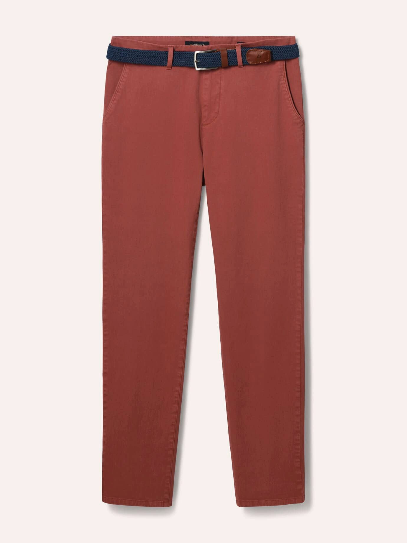 Walbusch Chinohose Herren Chino inklusive Gürtel Regular fit Flex-Bund (ca. 3 cm dehnbar). Gürtelschlaufen. 2 Schubtaschen