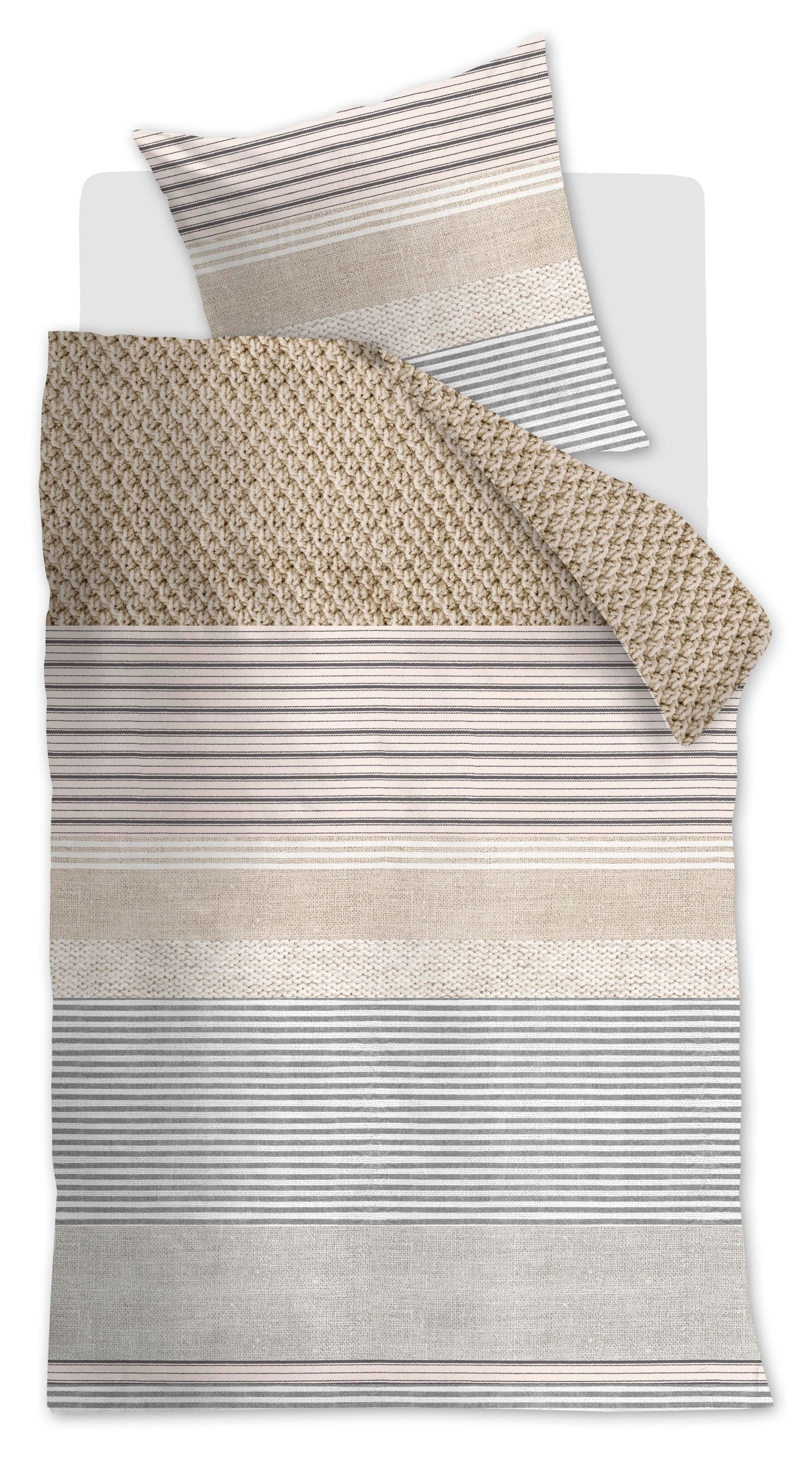 Beddinghouse Bettwäsche Satin, Baumwolle, Streifen, grafischen Gewebemuster, natur