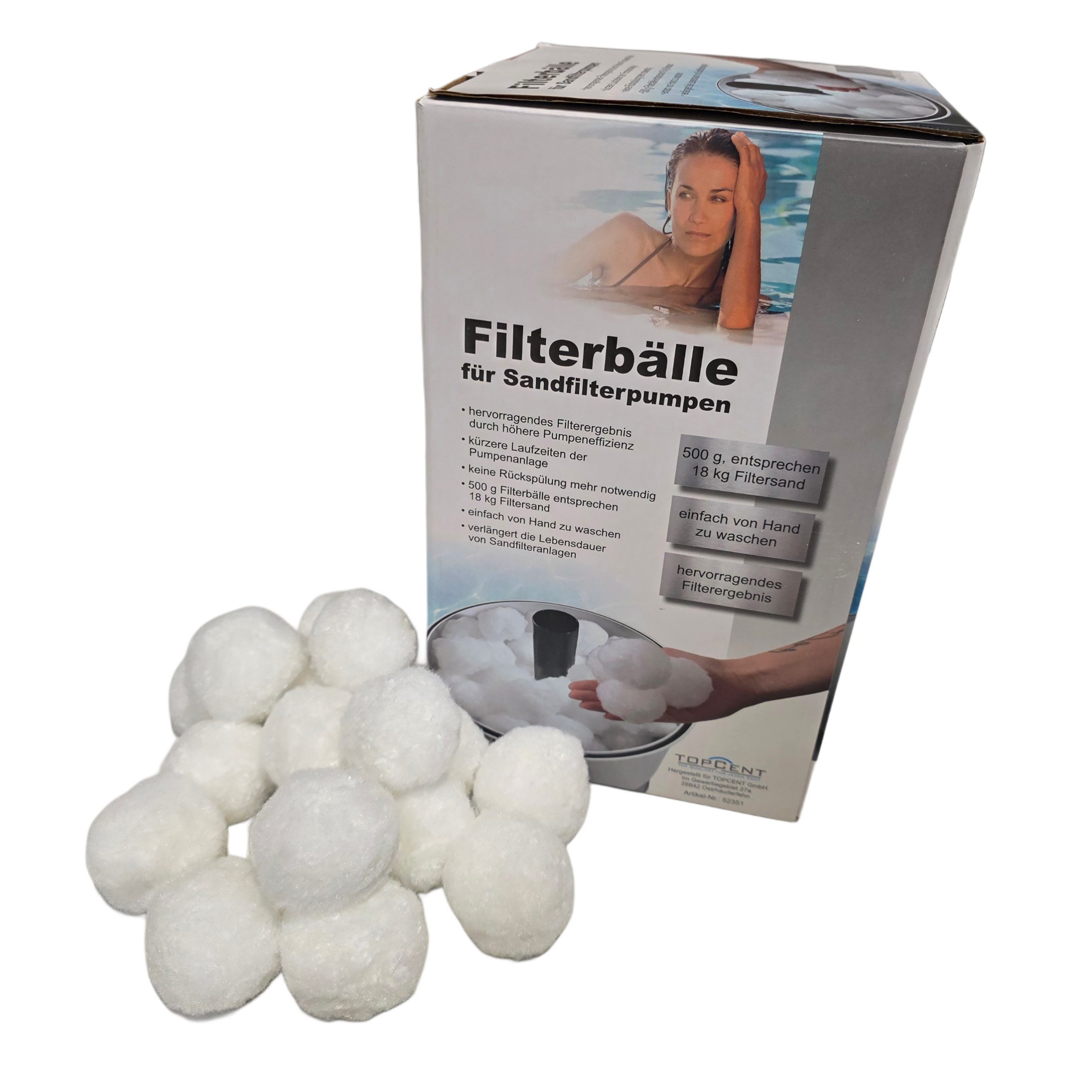 TOPCENT Filterbälle Filterbälle 2 x 500 g, entspricht 36 kg Filtersand