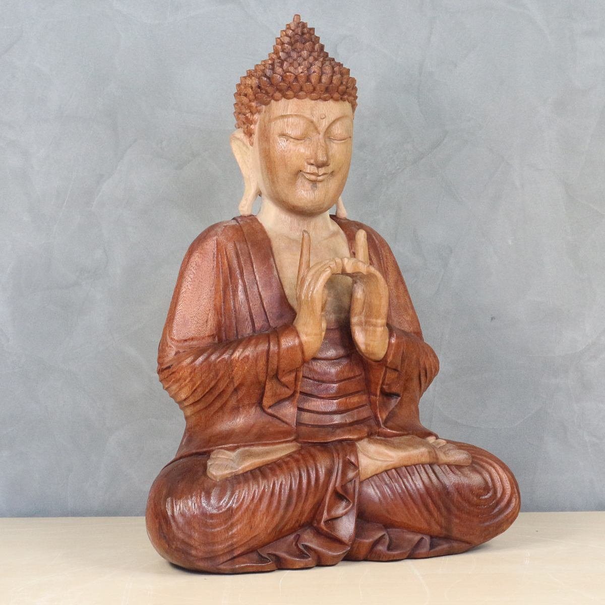 (1 B3 50 Galerie Oriental Massiv in cm Holzfigur Handarbeit Herstellung im St), Buddha Dekofigur traditionelle Sitzender Ursprungsland