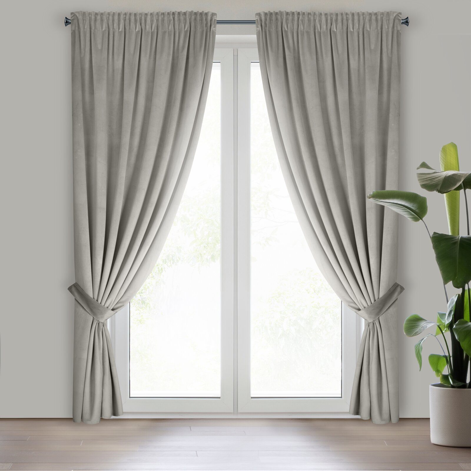 Eurofirany Vorhang ANTARA (2 St), Kräuselband, blickdicht, Velours, Wohnzimmer Blickdichte Vorhänge Ösen Fensterdekoration