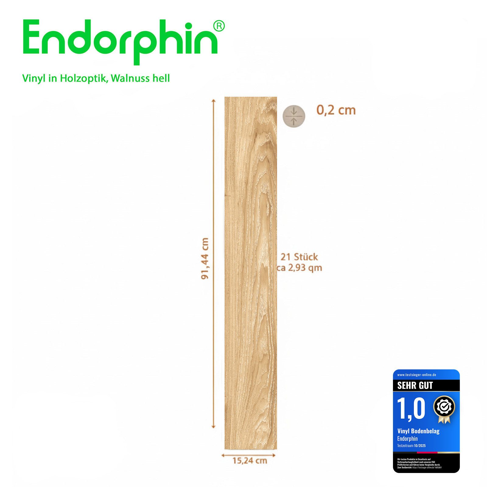 Endorphin Vinylboden Vinylboden selbstklebend in Holzoptik Wallnuss 2,93qm, Selbstklebend, pflegeleicht, strapazierfähig, renovierungsfreundlich, geringe Aufbauhöhe