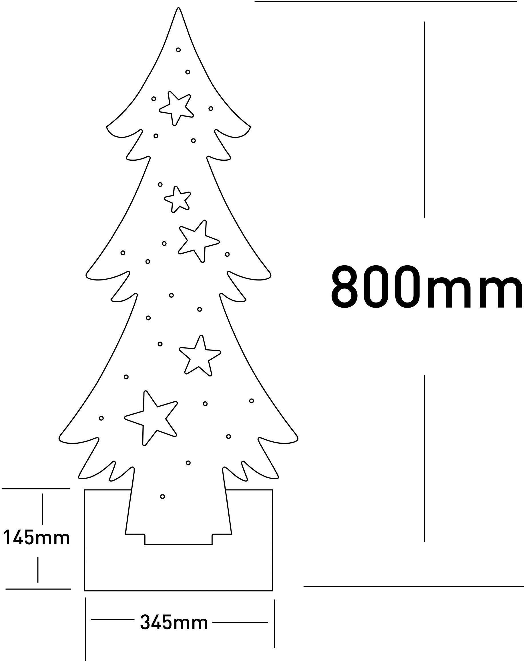 näve ca. 80 integriert, cm, LED Tannenbaum, Batteriebetrieben Weihnachtsdeko LED fest Warmweiß, aus Holz-Stehleuchte, Baum Höhe Holz, Timerfunktion,