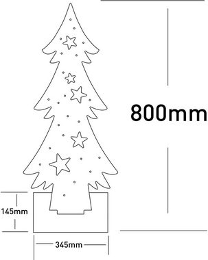 näve LED Baum Tannenbaum, Weihnachtsdeko aus Holz, Timerfunktion, LED fest integriert, Warmweiß, Holz-Stehleuchte, Höhe ca. 80 cm, Batteriebetrieben
