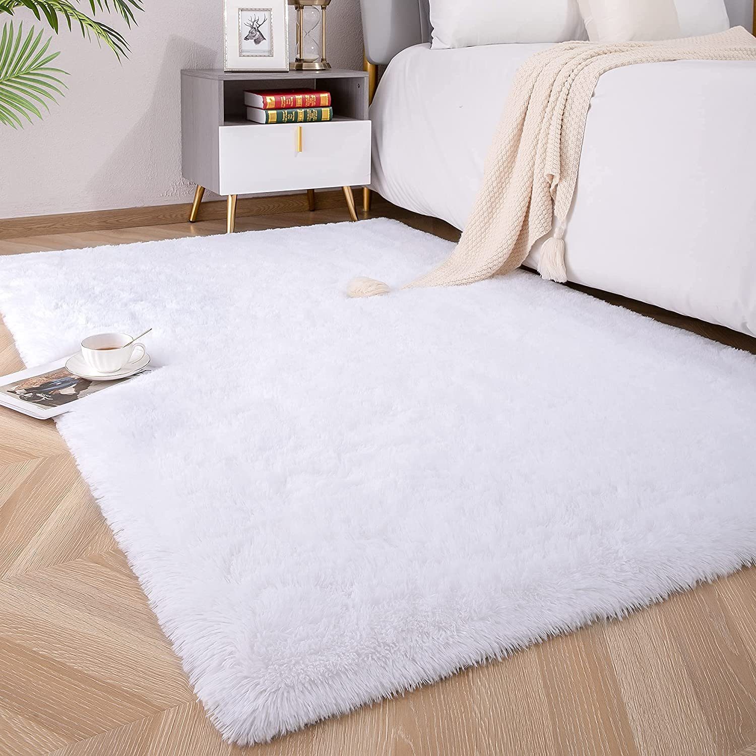 Hochflor-Teppich Flauschiger Teppich für Schlafzimmer,geeignet fü  Heimdekoration 40*60, Mmgoqqt