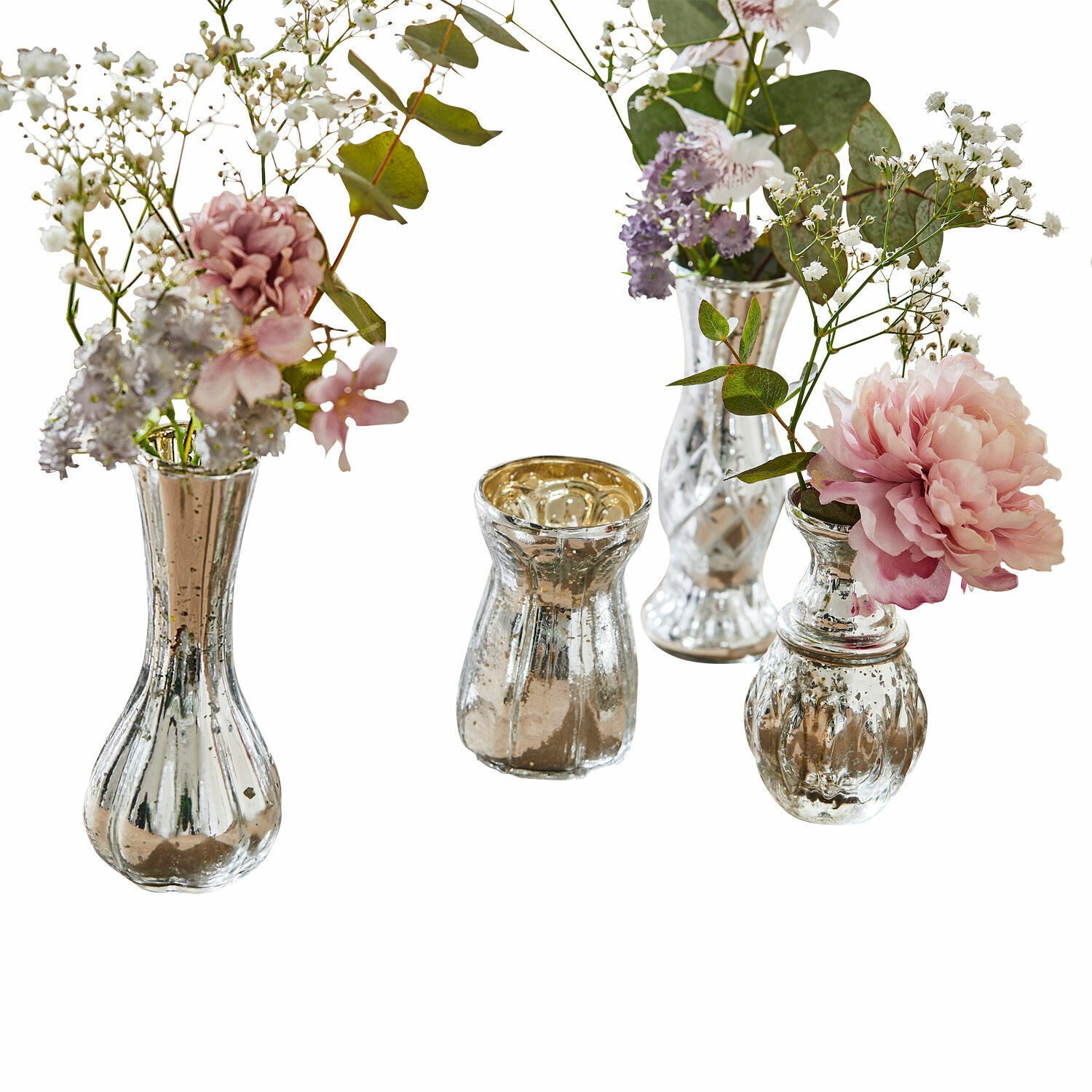 Mirabeau Tischvase Deko-Vase 4er Set Maelie antiksilber