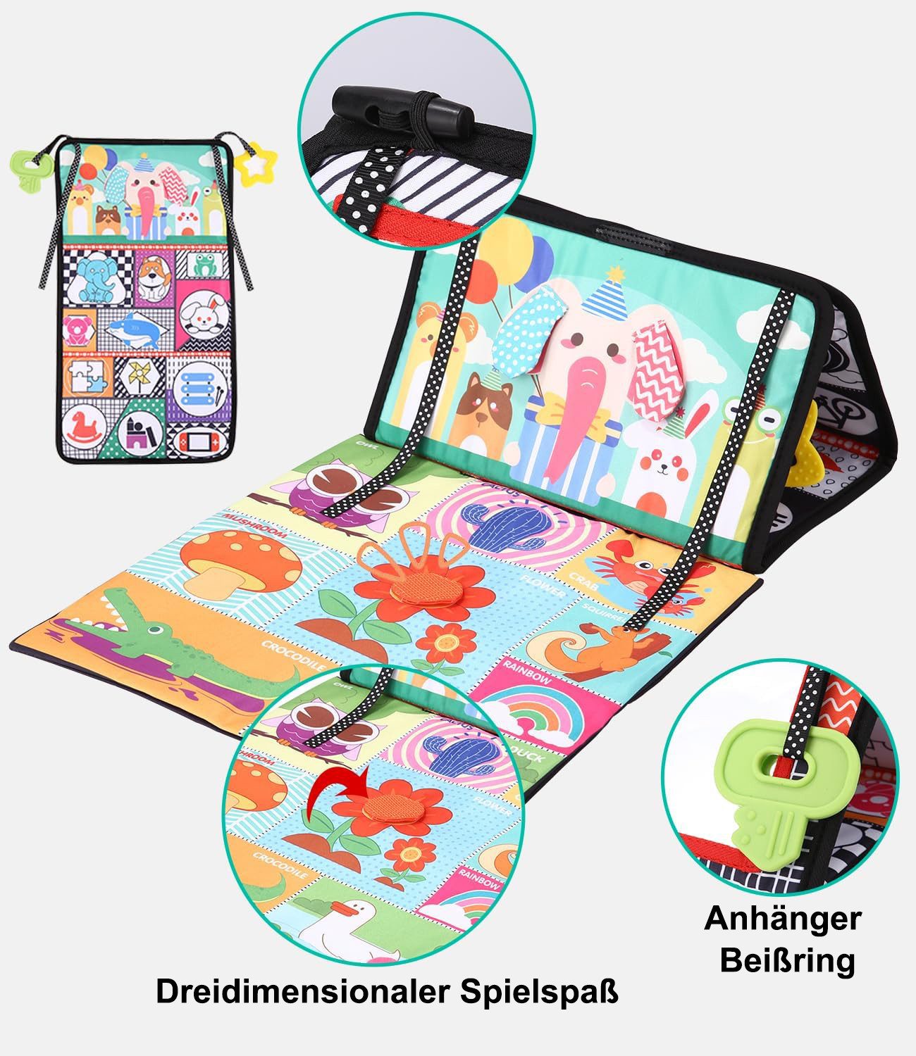 SinLaw Lernspielzeug Baby-Spiegelspielzeug, gemustertes Sinnesbuch, Montessori-Spielzeug (1-St), Spielzeug zur visuellen, auditiven und taktilen Stimulation