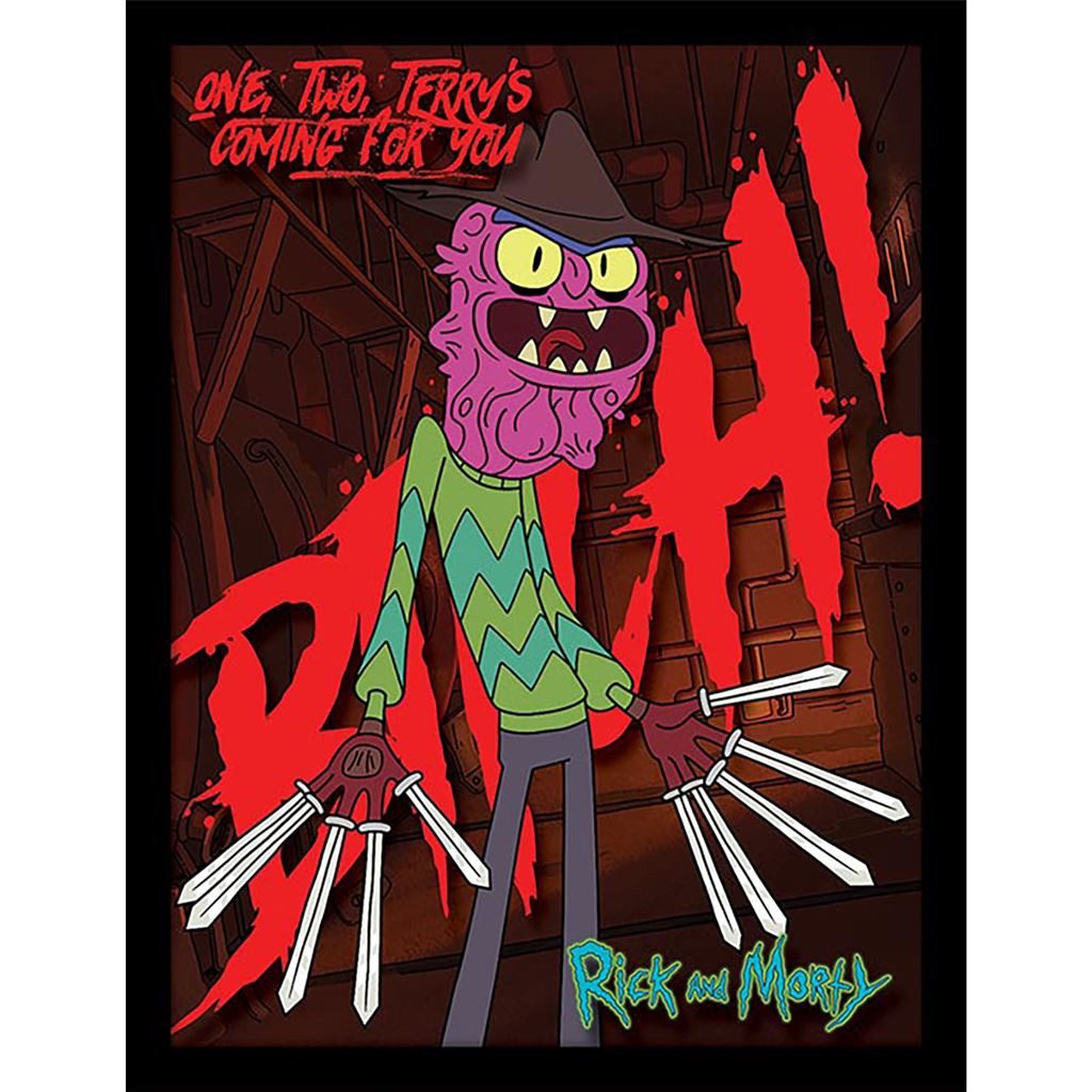 Rick and Morty Bild mit Rahmen Scary Terry, Gerahmtes Bild Kunstdruck