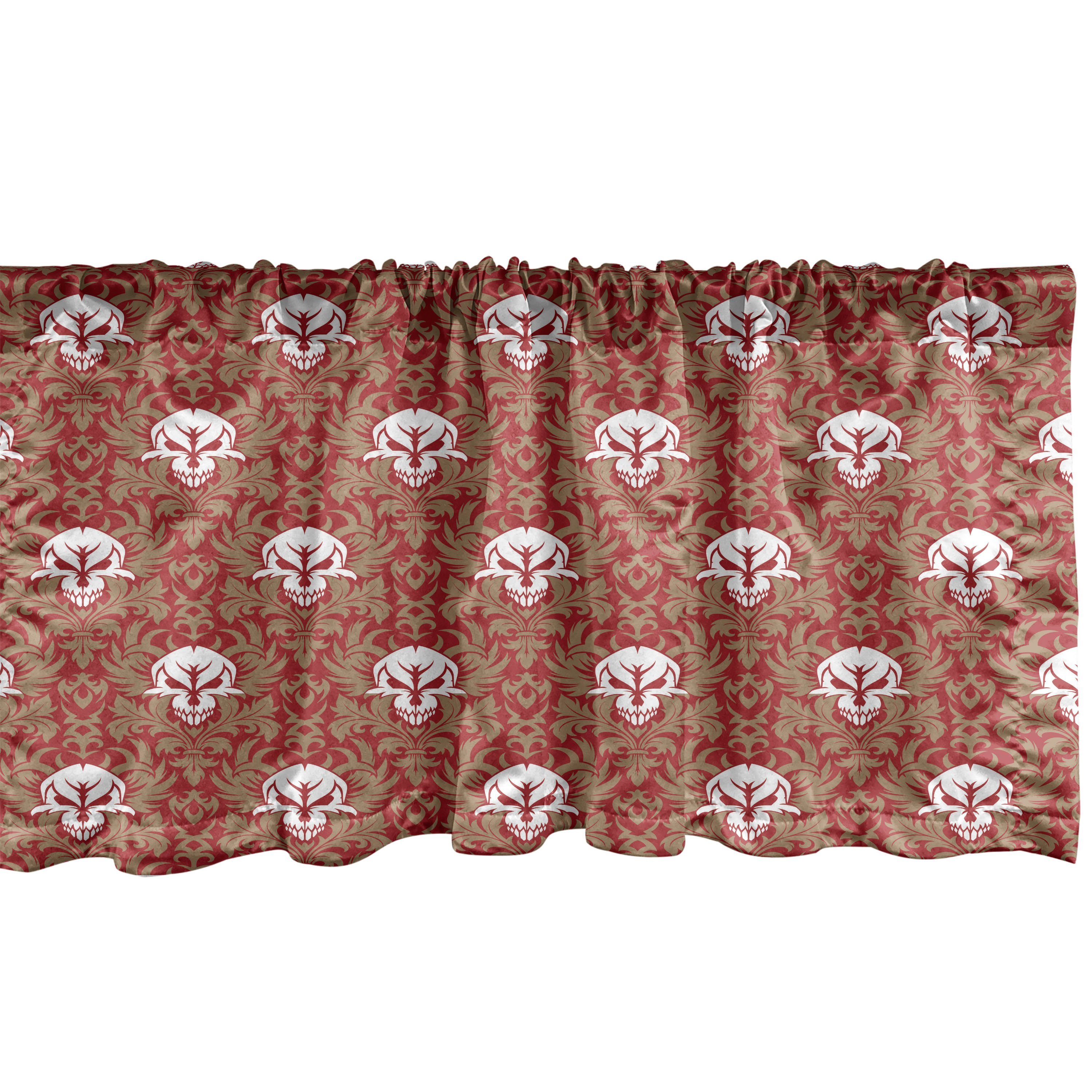 Scheibengardine Vorhang Volant für Küche Schlafzimmer Dekor mit Stangentasche, Abakuhaus, Microfaser, gotisch Barock Floral Schädel