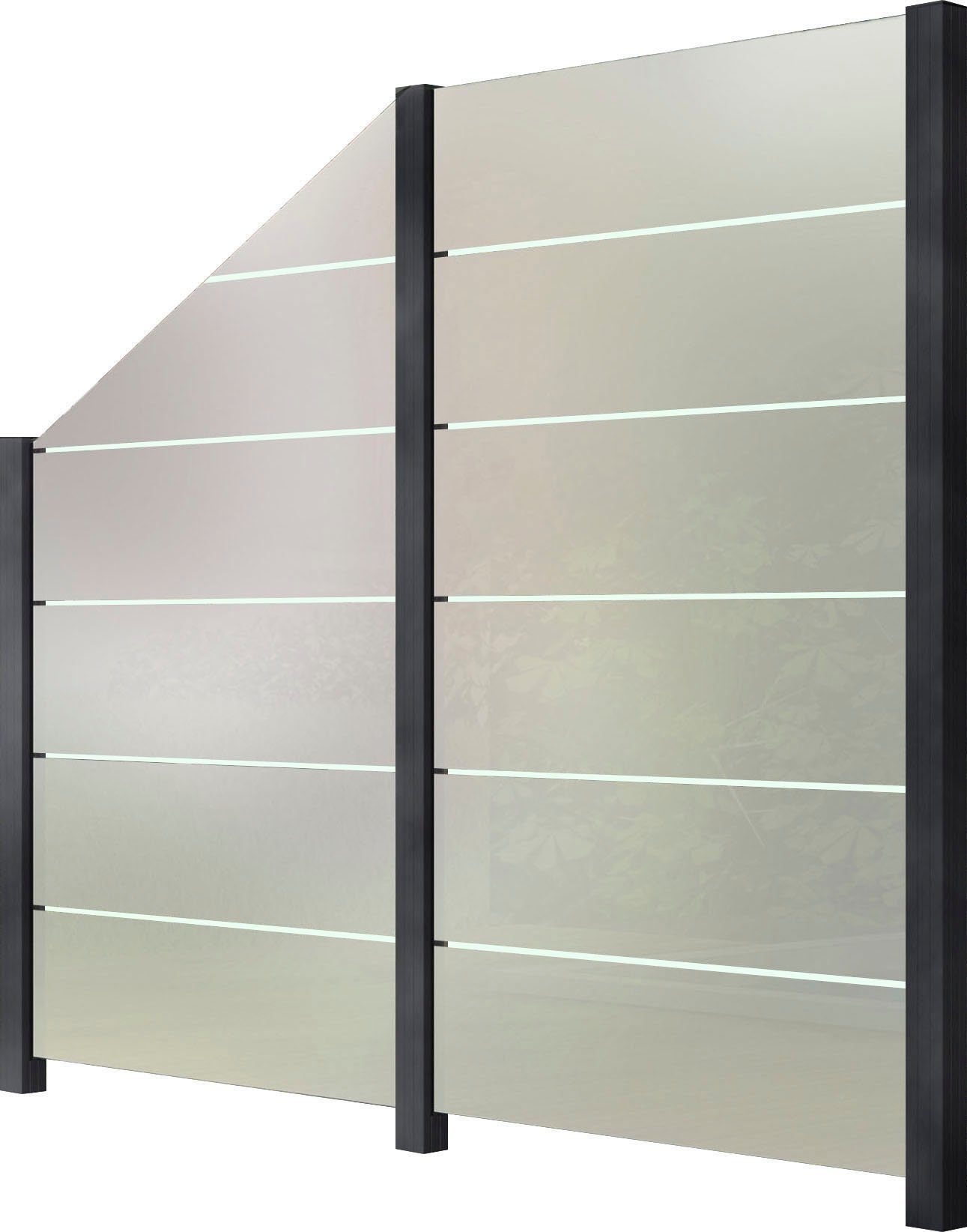 STAKET PRO Zaun, (Set), Glaszaun, Gesamtlänge: 2,212 m, 3 Pfosten