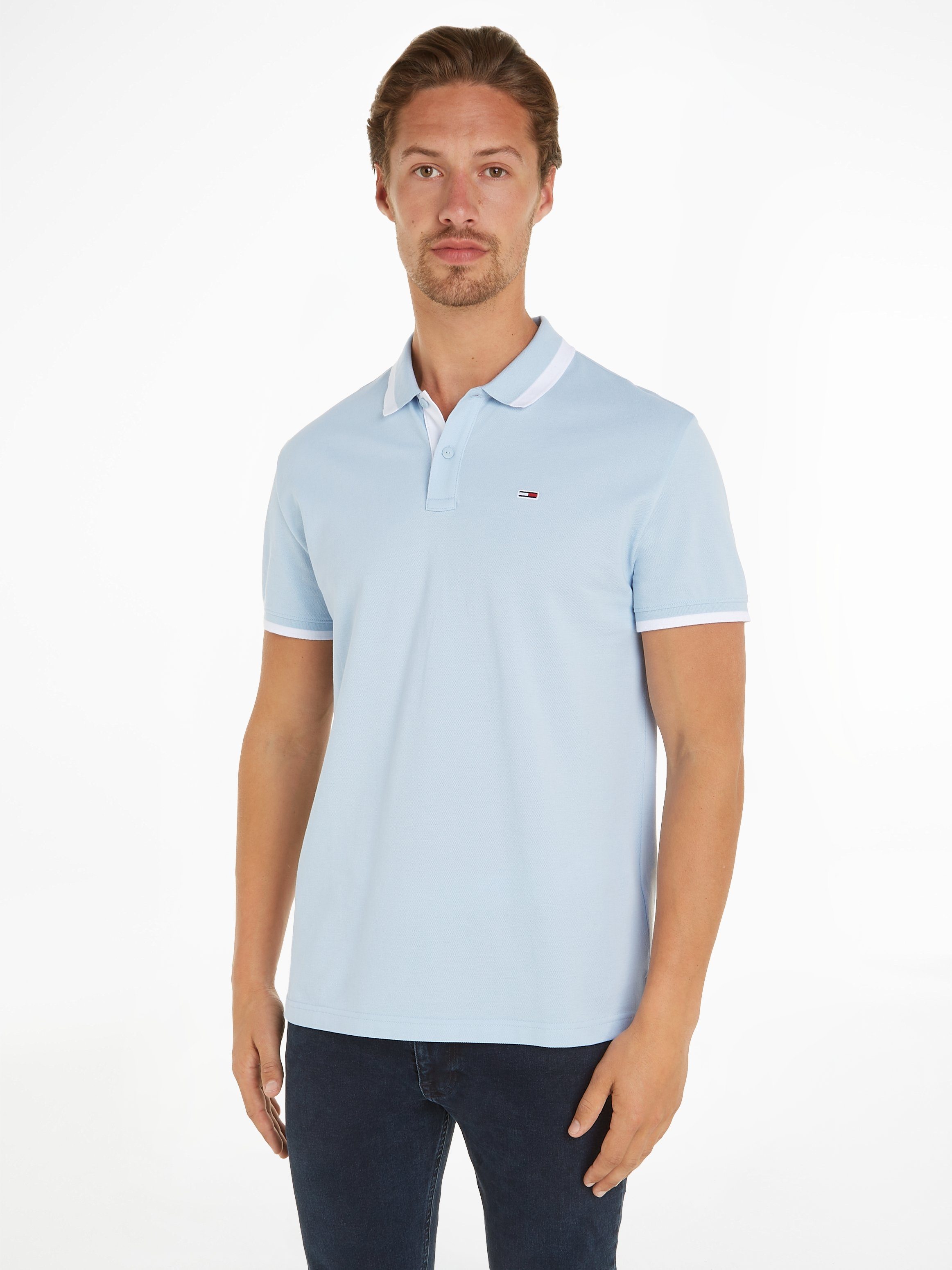 Tommy Jeans Poloshirt TJM REG SOLID TIPPED POLO mit Polokragen Breezy Blue