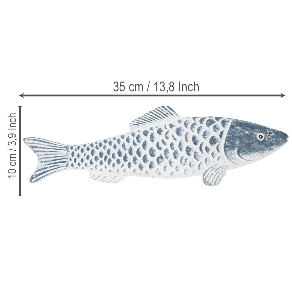 Posiwio Dekofigur Maritime Fischfigur aus Holzmehl für stilvolle Deko-Ideen