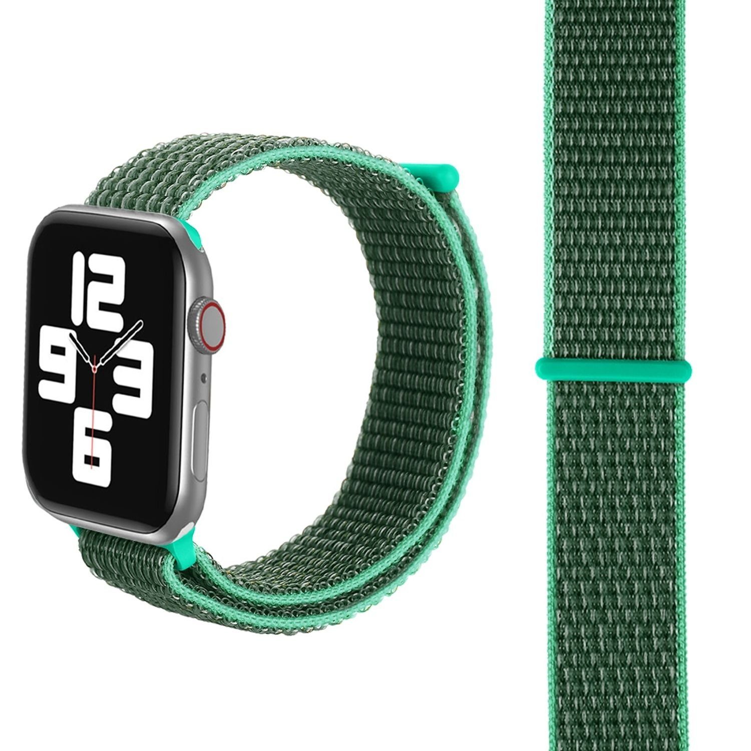 König Design Smartwatch-Armband 38 mm / 40 mm / 41 mm, Sport Loop Armband Nylon Arm Band Gras Grün