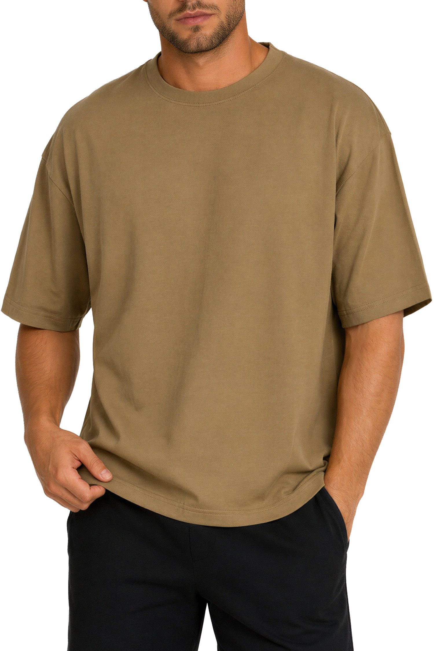 Reichstadt T-Shirt Herren Regular Fit Kurzarmshirt Shoulder Drop 25RS071 Klare Silhouette aus reinem Baumwolljersey