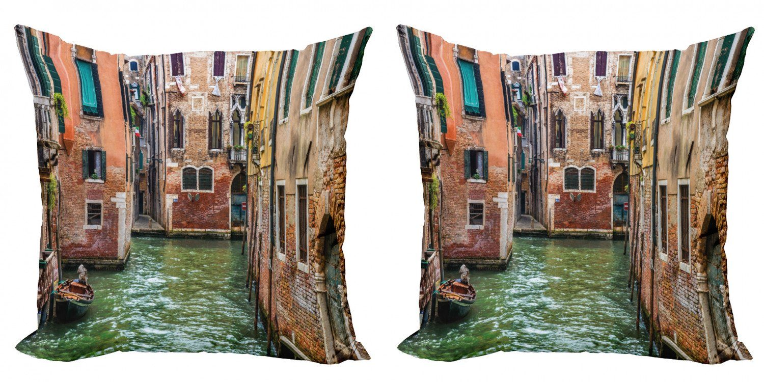 Kissenbezüge Modern Accent Doppelseitiger Digitaldruck, Abakuhaus (2 Stück), Venedig Berühmte Strassen auf dem Wasser