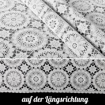 ANRO Tischdecke Tischdecke Lace Vinyl Häkelspitze Blumen Weiß Robust Wasserabweisend, Geprägt, Relief, Lace Vinyl
