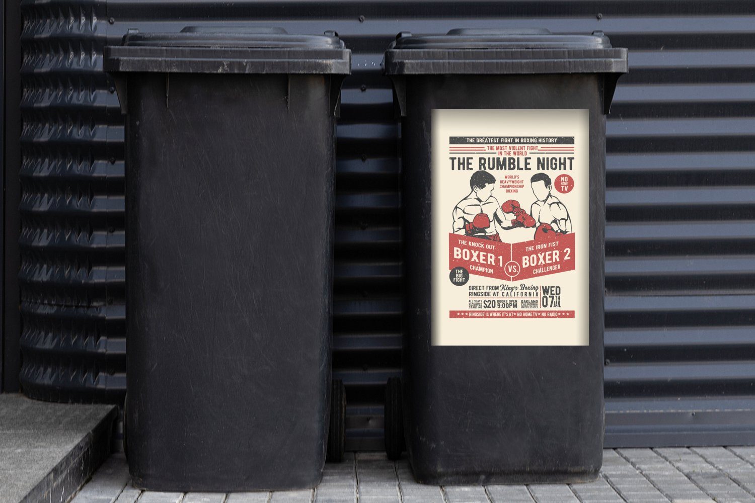 MuchoWow Wandsticker Mannshöhle - Abfalbehälter Boxen Mülltonne, - (1 Mülleimer-aufkleber, - Sticker, Container, Vintage Poster St)
