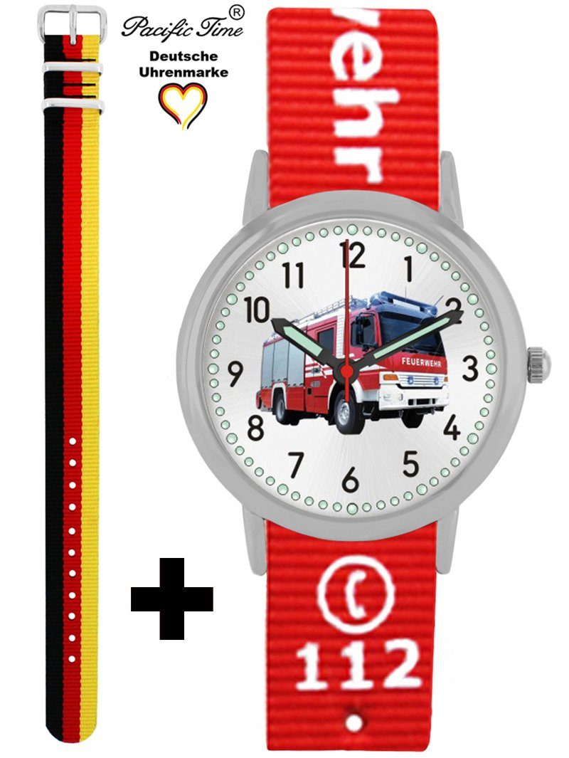 Pacific Time Quarzuhr Set Kinder Armbanduhr Feuerwehr Wechselarmband, Mix und Match Design - Gratis Versand