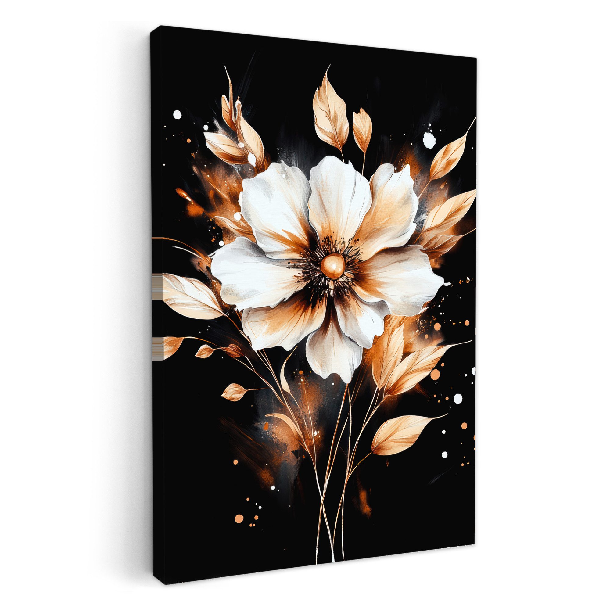 OneMillionCanvasses® Leinwandbild Blume - Farbe - Gold - Graffiti - Modern, günstig online kaufen