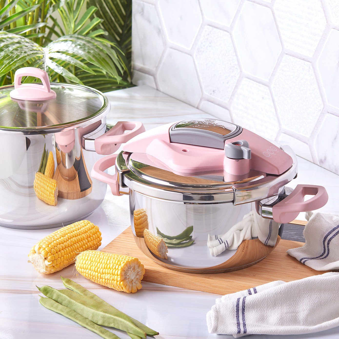 Karaca Schnellkochtopf Karaca Perfect Pink 4+6 Liter Schnellkochtopf-Set